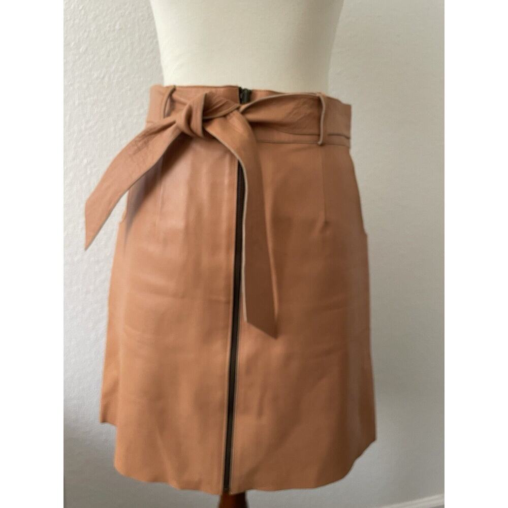 Flannel Skirt Women S Mini Leather Belted A-Line Zip Front Lined Brown